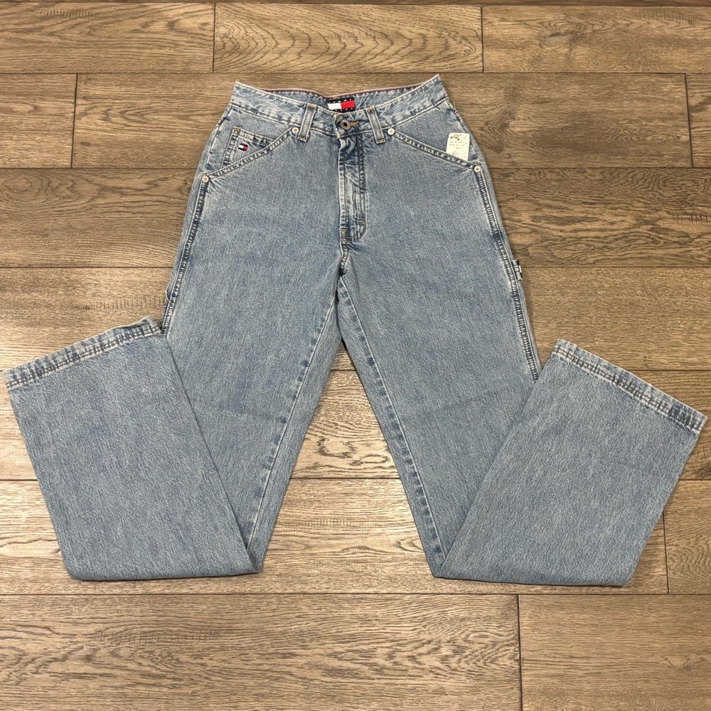 NWT Vintage Tommy Jeans Carpenter Wide Leg Y2K Utility Denim Size 2
